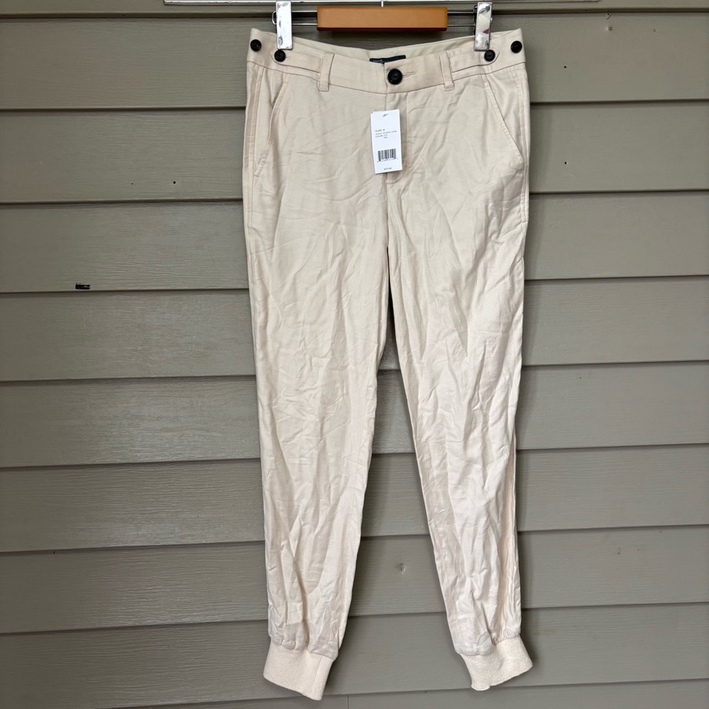 Vince Cream Tapered Trousers with Elastic Cuffs